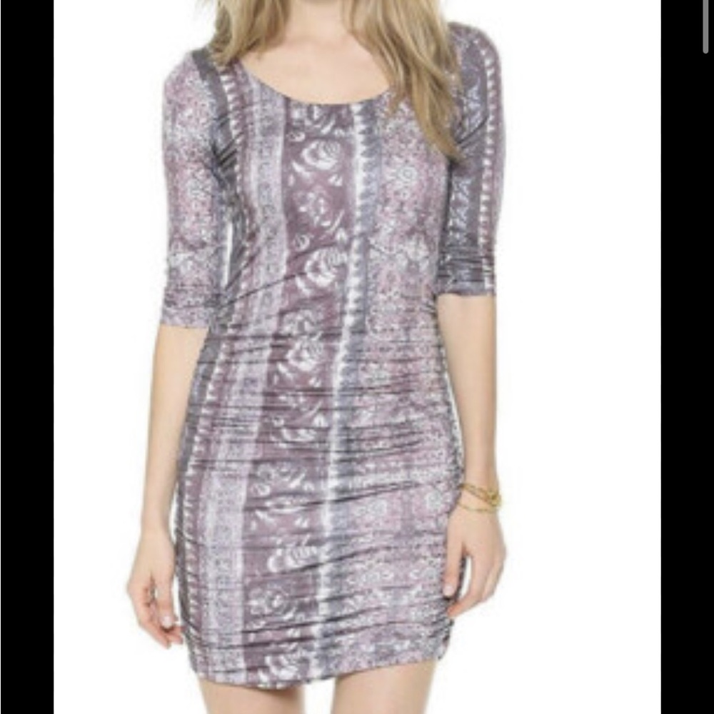 Free People Jasmine stretch Pink and Gray Patterned Mini Dress